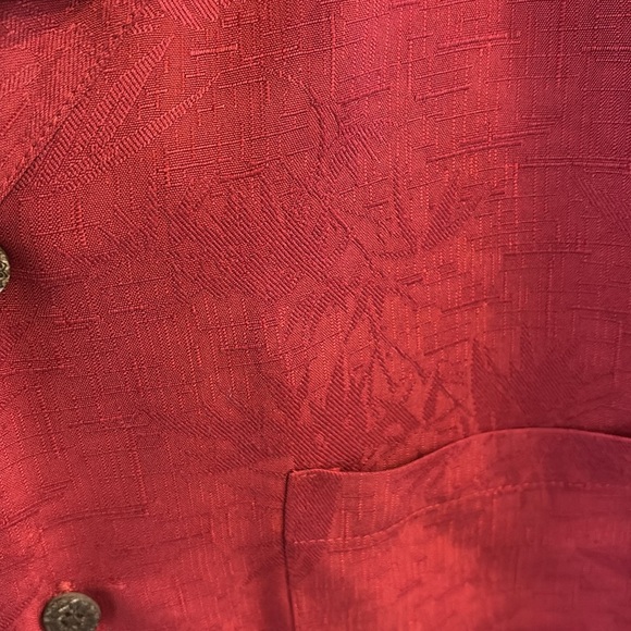 Caribbean Joe button down rayon shirt textured collared red front pocket size S - Picture 4 of 16